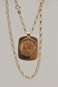 A FULL SOVEREIGN PENDANT AND CHAIN, a 1966 George and the Dragon, Elizabeth II full sovereign, set
