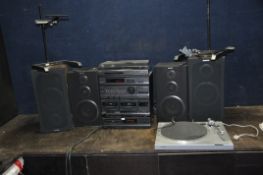 A SONY LBT-V302 HI FI with a PS-LX43P turntable, CDP-M18 CD Player, a pair of SS-A302 speaker (PAT