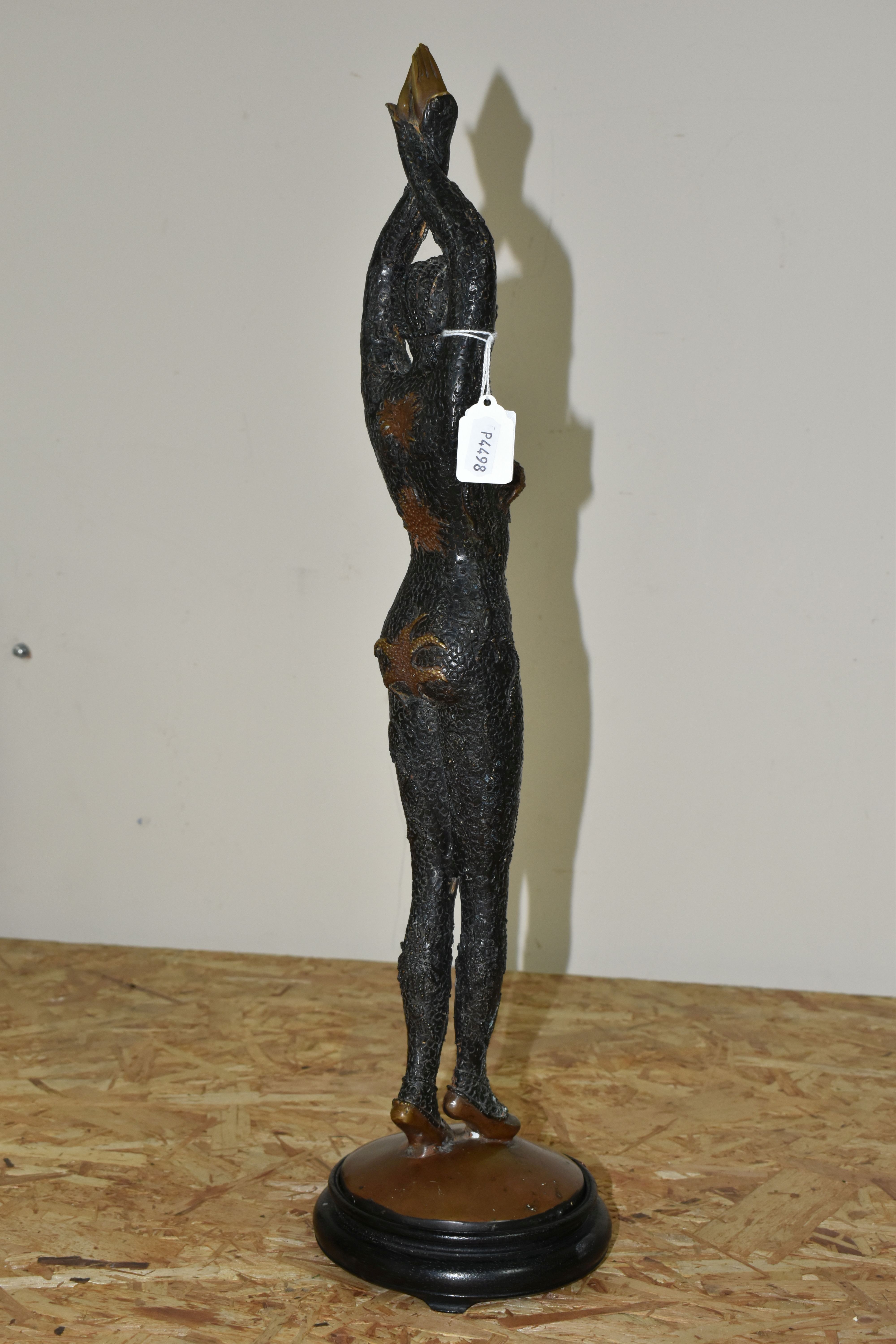 A CHIPARUS STYLE CAST BRONZE 'STARFISH DANCER' STATUETTE, arms outstretched above her head, height - Image 6 of 9