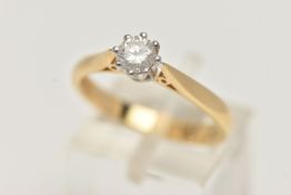 AN 18CT GOLD SINGLE STONE DIAMOND RING, the brilliant cut diamond within an eight claw setting,