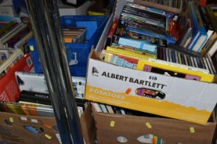 FOUR BOXES OF BOOKS, CD'S, DVD'S & MAPS to include approximately sixty miscellaneous book titles