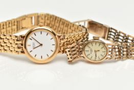 A 9CT GOLD ROTARY LADYS WRISTWATCH AND A SEIKO WRISTWATCH, hand wound movement, oval dial signed '
