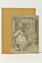 CIRCLE OF JOSHUA CRISTALL (1767-1847) GIRL WITH CAT, an unsigned sketch depicting a seated female