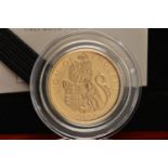 ROYAL MINT TUDOR BEASTS (Lion of England) Quarter Ounce Gold Proof coin, 2022 £25, 999.9 Au, 7.80