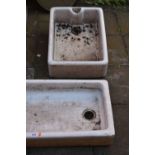TWO GLAZED BELFAST SINKS (condition: weathered and damaged) (2)