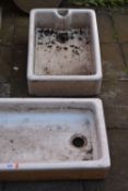 TWO GLAZED BELFAST SINKS (condition: weathered and damaged) (2)