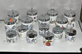 A GROUP OF ROYAL WORCESTER EGG CODDLERS, fifteen pieces, patterns to include Birds, Evesham,