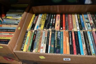 THREE BOXES OF BOOKS containing approximately 160 miscellaneous titles, mostly in paperback format