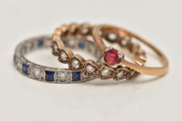THREE GEM SET RINGS, the first a full set spinel ring, hallmarked London, fineness is not