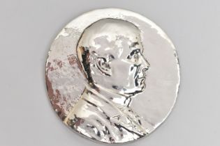 A GORHAM CO SILVER PLATED PORTRAIT PLAQUE AFTER LEILA USHER, possibly of Henry Bonnard of the