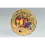 A ROYAL WORCESTER CABINET PLATE BY HARRY AYRTON, painted with plums and blackberries in a