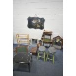 A SELECTION OF OCCASIONAL FURNITURE, to include a carved oak candle box, drop leaf sofa table, three