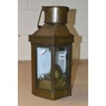 A COPPER AND BRASS SHIP'S CABIN LANTERN, the burner stamped 'Alderson & Gyde