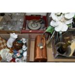 THREE BOXES AND LOOSE MISCELLANEOUS SUNDRIES, to include a vintage Bush model 210 turntable and a