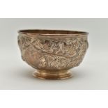 A VICTORIAN SILVER ROSE BOWL, repoussé decorated with fruiting hops, bears presentation