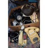 A BOX OF VINTAGE TELEPHONES, to include rotary dial examples 706L, 746, 706F, 8746G, Freeway push