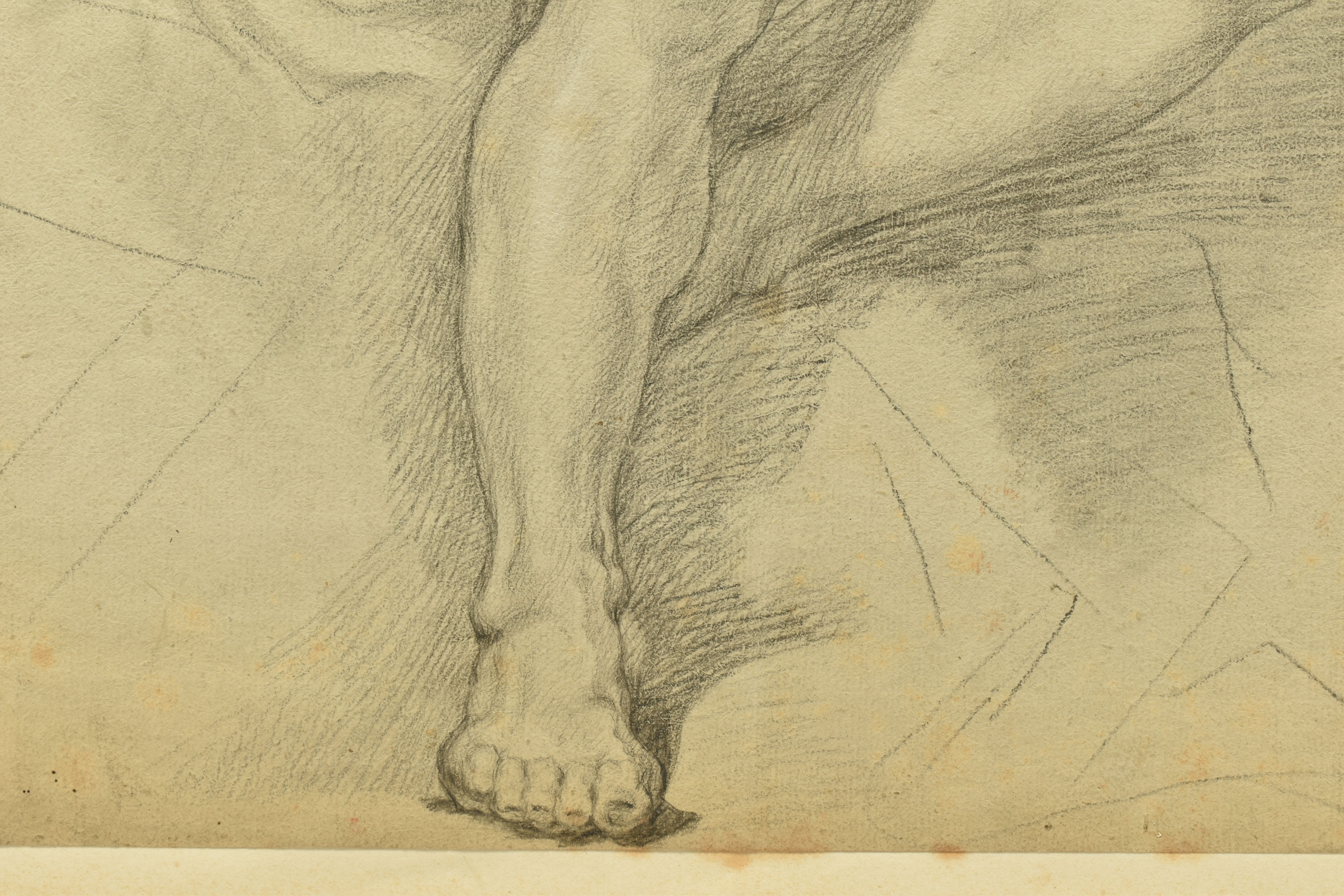 CIRCLE OF ROBERT SURTEES ( 1737-1802) A NUDE MALE FIGURE STUDY, the male is seated and is holding - Image 5 of 12
