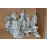A GROUP OF TEN LLADRO, LLADRO NAO AND SIMILAR FIGURES, comprising 5787 'Sophisticate', 1359 '