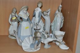 A GROUP OF TEN LLADRO, LLADRO NAO AND SIMILAR FIGURES, comprising 5787 'Sophisticate', 1359 '