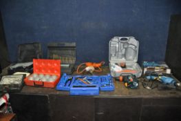 A COLLECTION OF HAND AND POWER TOOLS including a Workzone Hammer Drill (PAT pass and working), a