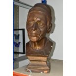 A LARGE BRONZED PLASTER BUST OF THE 16TH POET GIROLAMO BENIVIENU, after Giovanni Bastianini,