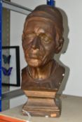A LARGE BRONZED PLASTER BUST OF THE 16TH POET GIROLAMO BENIVIENU, after Giovanni Bastianini,