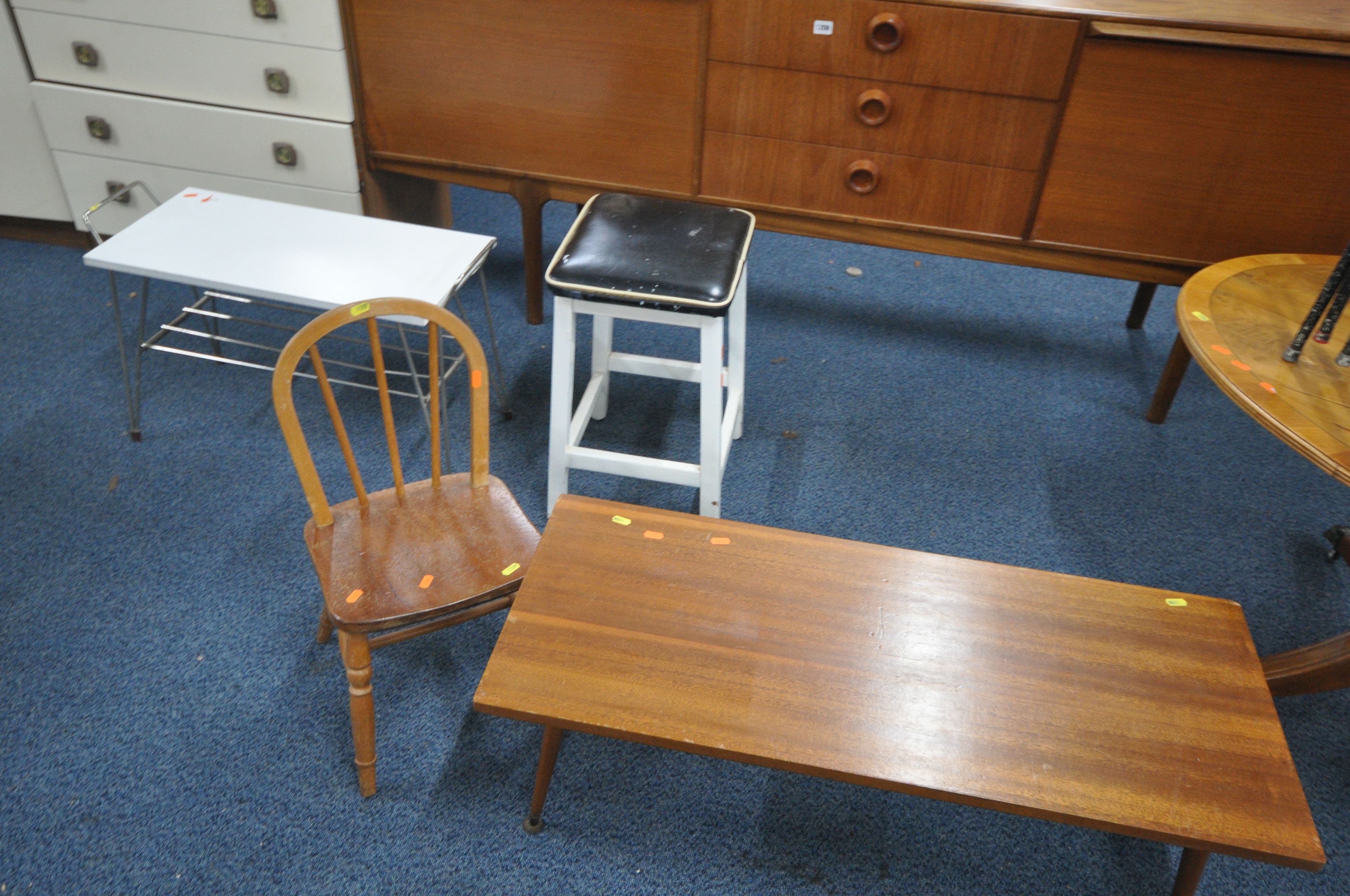 A SELECTION OF OCCASIONAL FURNITURE, to include a wire coffee table, four tubular stacking stools, a - Image 3 of 4