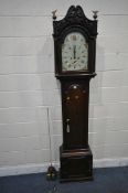 HAMMOND NICHOLLS OF CANTERBURY, 18TH CENTURY MAHOGANY EIGHT DAY LONGCASE CLOCK, the hood with two