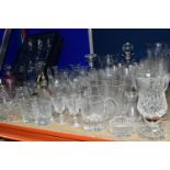 A QUANTITY OF CUT GLASS, comprising a new and unused boxed set of six Stuart Crystal wine glasses,