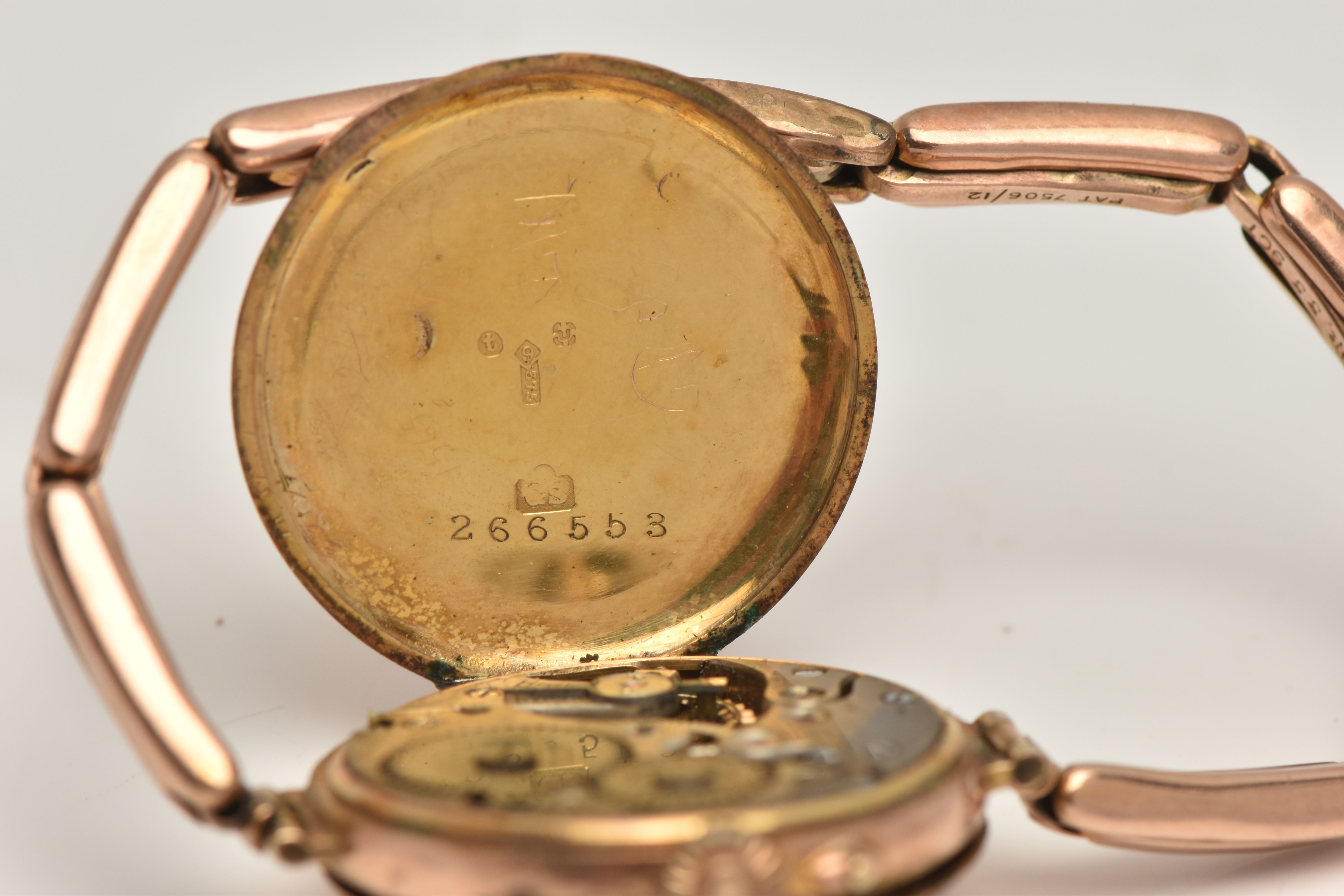 AN EARLY 20TH CENTURY 9CT GOLD LADYS WRISTWATCH, hand wound movement, round dial, Roman numerals, - Image 4 of 6