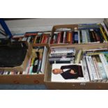 FIVE BOXES OF BOOKS containing approximately 160 miscellaneous titles in hardback and paperback