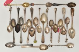 A BAG OF ASSORTED SILVER TEASPOONS, all with a full silver hallmarks, various styles and patterns,