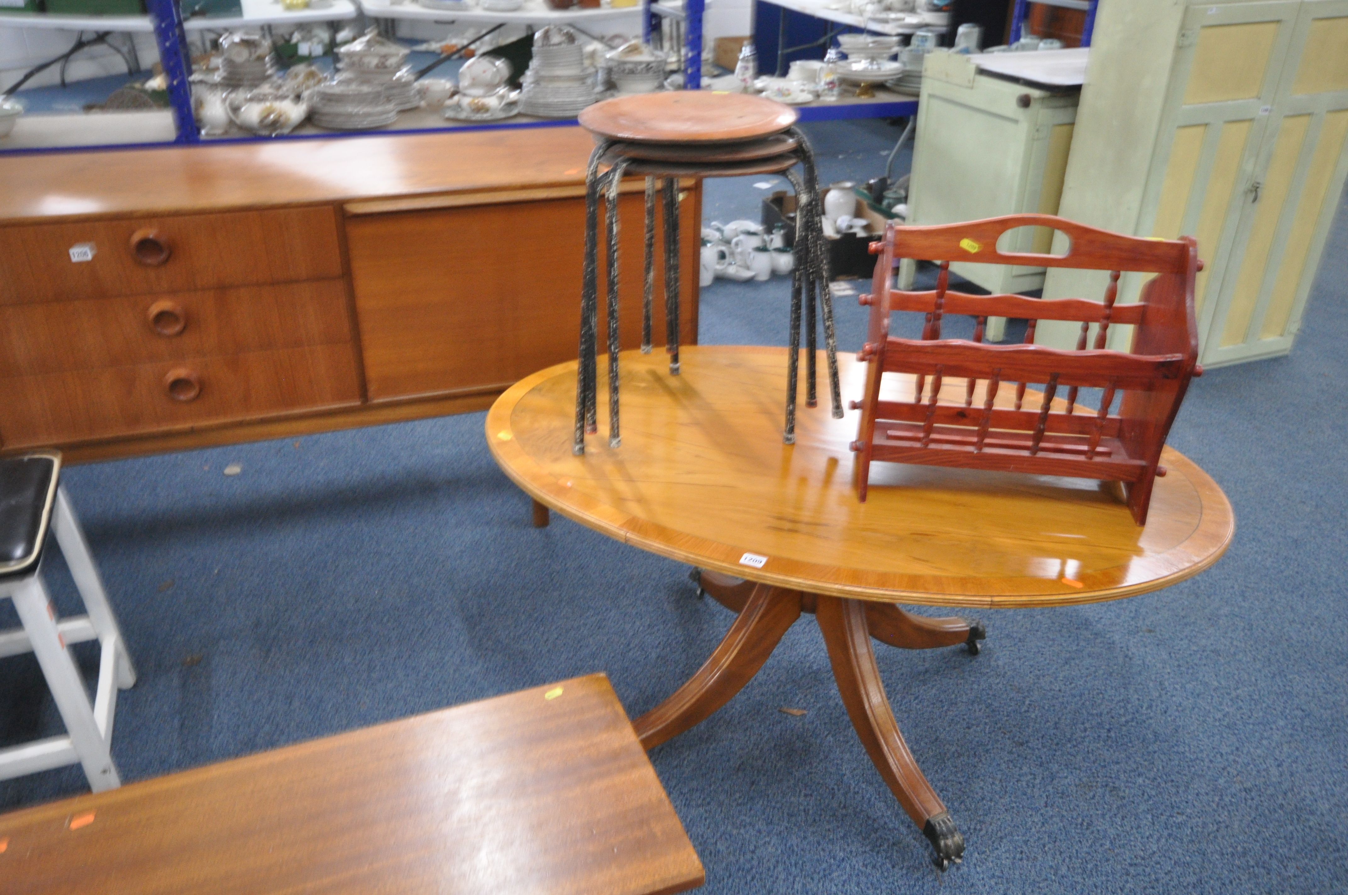 A SELECTION OF OCCASIONAL FURNITURE, to include a wire coffee table, four tubular stacking stools, a - Image 2 of 4