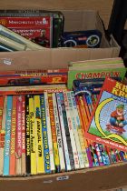 TWO BOXES OF BOOKS & GAMES containing forty-nine children's books (Wonderful World of Knowledge,