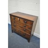 A GEORGIAN MAHOGANY CHEST OF TWO SHORT OVER THREE LONG DRAWERS, on bracket feet, width 93cm x