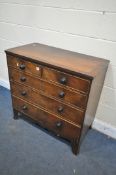 A GEORGIAN MAHOGANY CHEST OF TWO SHORT OVER THREE LONG DRAWERS, on bracket feet, width 93cm x