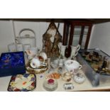 A GROUP OF CERAMICS, GLASS WARES AND SUNDRY ITEMS, to include two Royal Albert Old Country Roses