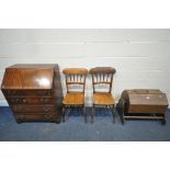 A PLYWOOD TOMBOLA, along with a mahogany bureau, and two chairs (condition report: chips to tombola)