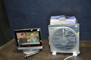 A WHARFEDALE 15in TV/DVD COMBI with remote and a Micromark 12in Box fan (both PAT pass and