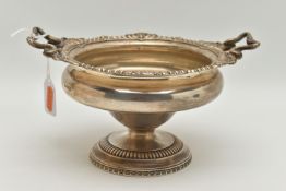 AN EARLY 20TH CENTURY SILVER 'MAPPIN & WEBB' BOWL, raised bowl, on a round base, gadrooned rim