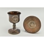 A WILLIAM IV / VICTORIAN SILVER TRAVELLING CHALICE AND PATEN, inscribed to the underside of the