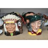 A GROUP OF SIX ROYAL DOULTON CHARACTER JUGS, comprising Pied Piper D6403, North American Indian