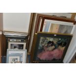 A SMALL QUANTITY OF DECORATIVE PICTURES, to include print reproductions of 19th / 20th century