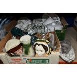 TWO BOXES OF CERAMICS AND DINNERWARE, to include Johnson Brothers 'Eternal Beau' pattern dinnerware,