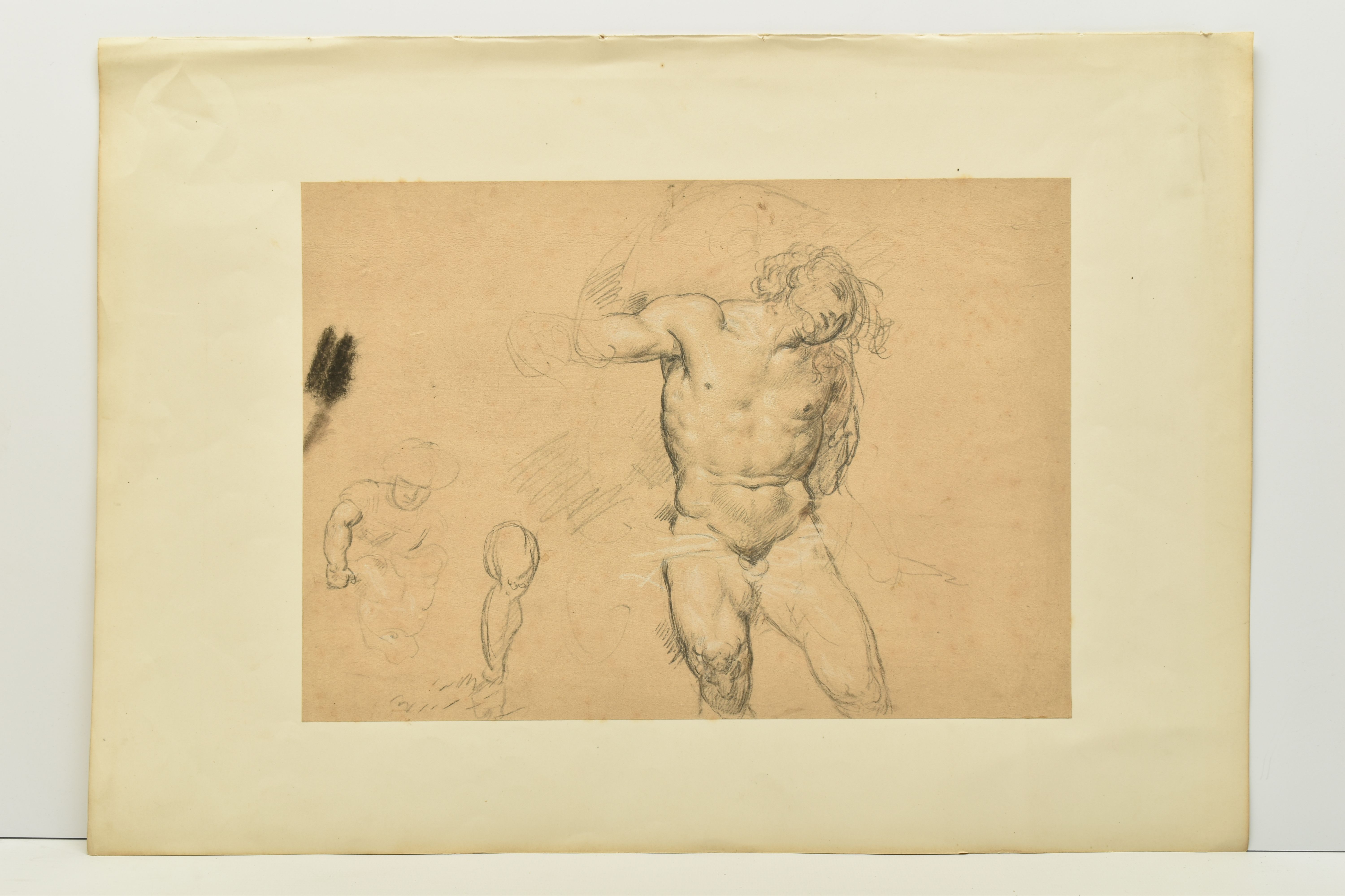 CIRCLE OF ROBERT SURTEES ( 1737-1802) A NUDE MALE FIGURE STUDY, the male is seated and is holding - Image 7 of 12