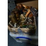 A SMALL QUANTITY OF ASSORTED ITEMS, to include two miners safety lamps, a Thomas & Williams