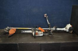 A STIHL FS 55 PERTOL STRIMMER, and a Stihl 200T petrol chainsaw (condition: strimmer engine pulls