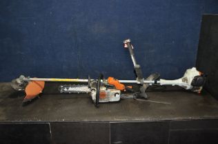 A STIHL FS 55 PERTOL STRIMMER, and a Stihl 200T petrol chainsaw (condition: strimmer engine pulls