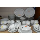 A QUANTITY OF NORITAKE 'RANIER' DESIGN DINNERWARE 6909, comprising an integral gravy jug, milk