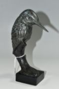 BILL PRICKETT - A BRONZE 'KINGFISHER ON STUMP', with marbled blue finish, numbered 26/50 to marble